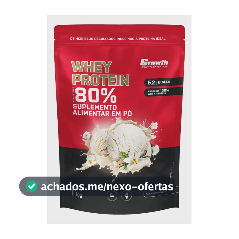 Whey Protein Growth Concentrado 1kg – Sabor Baunilha