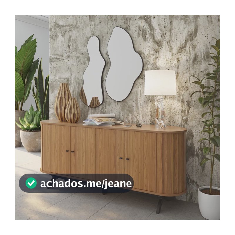 Buffet Aparador Curvo 4 Portas Design Moderno 180cm Preto