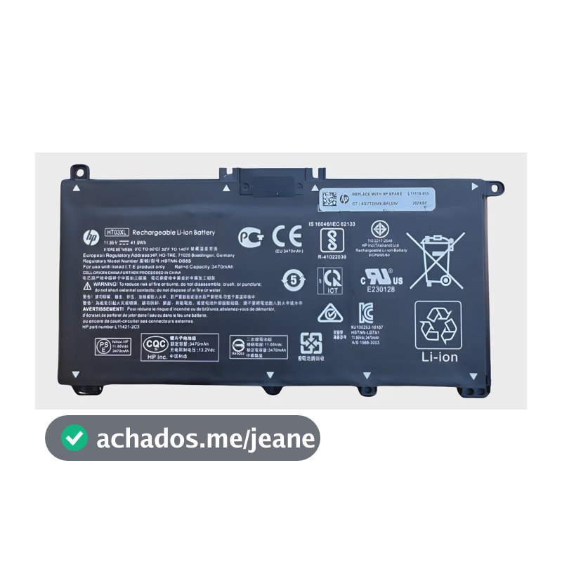 Bateria HP 14 series 15 series 15-cs HT03xl Cor preta