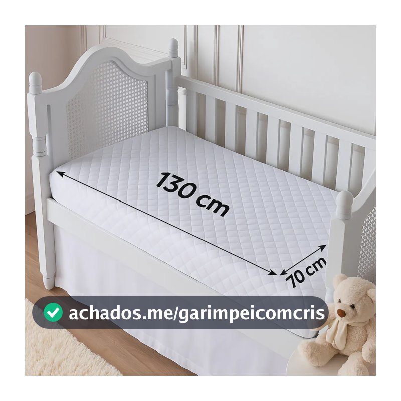Protetor De Colchão Impermeável Berço Americano Quadriculado Branco