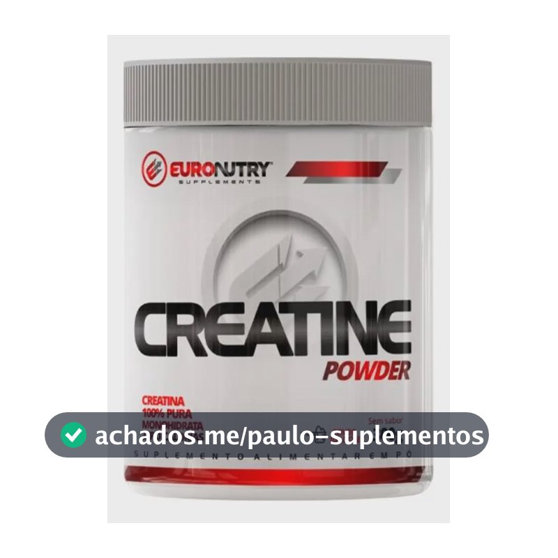 Creatina Monohidratada 100% Pura Euronutry 300g Suplemento em Pó Sem Sabor