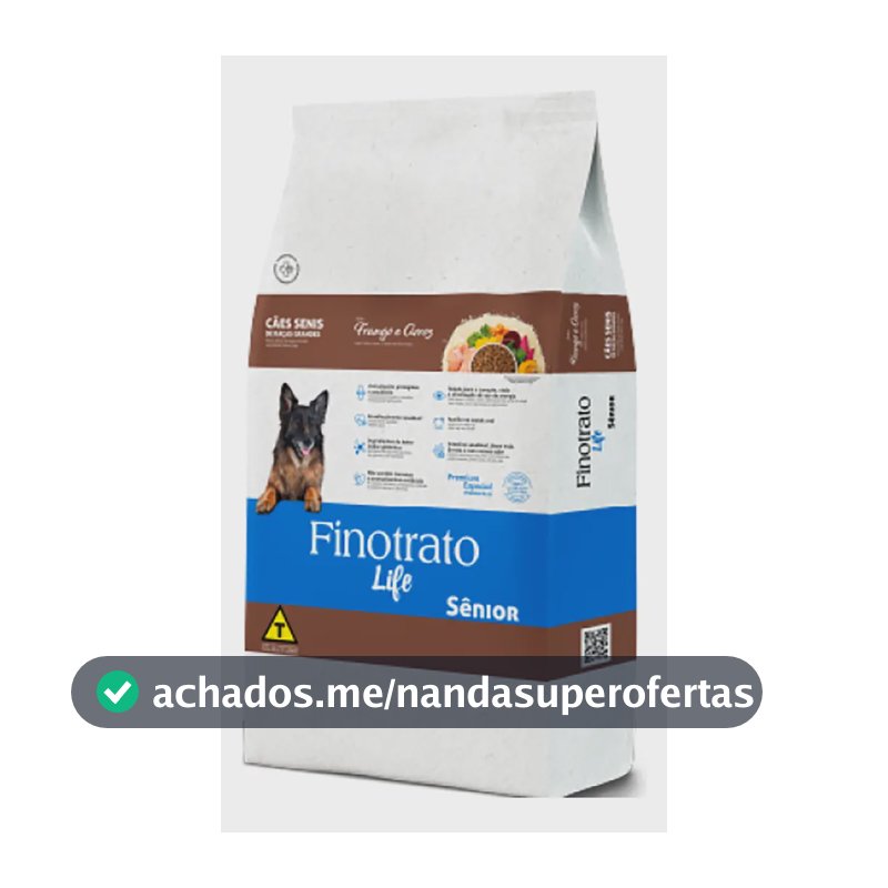 Ração Seca Finotrato Life Sênior Cão Raças Grandes Frango e Arroz 15kg