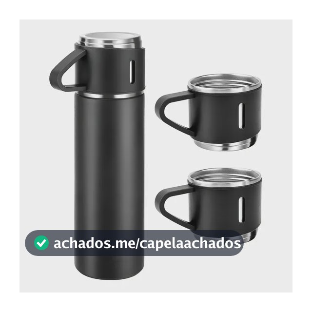 500ml Caneca Kit Garrafa Térmica Vacuum Bottle Inox + 3 Xíca