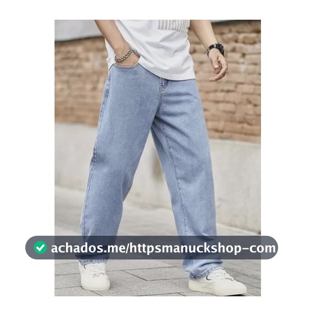 Calça Jeans Balão Masculina Baggy Bag Reta Larga Streetwear
