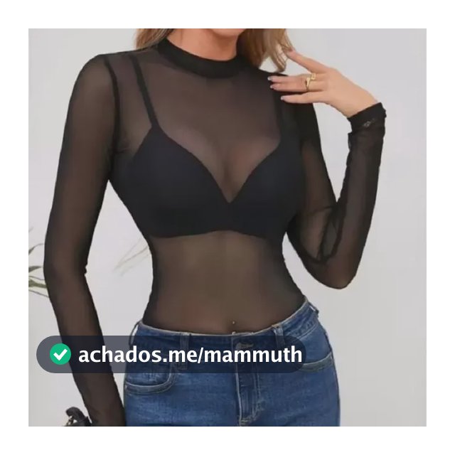 Blusa Tule Gola Alta Manga Longa Renda Blogueiras