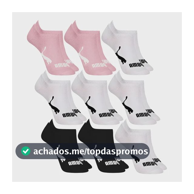 Kit 9 Pares Meias Invisível Puma Sapatilha Soquete Original