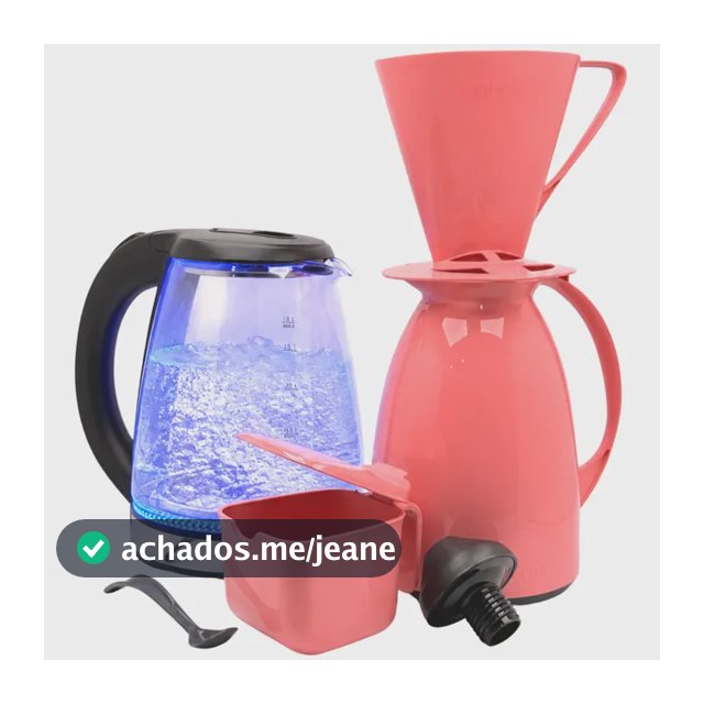 Kit Café Prático Chaleira Vidro + Garrafa Térmica Filtro Ro Rosa 110/127v