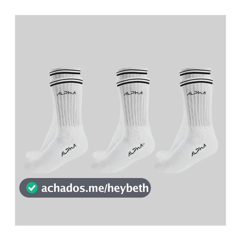 Kit 3 Meias Cano Médio  Alpha Branco U