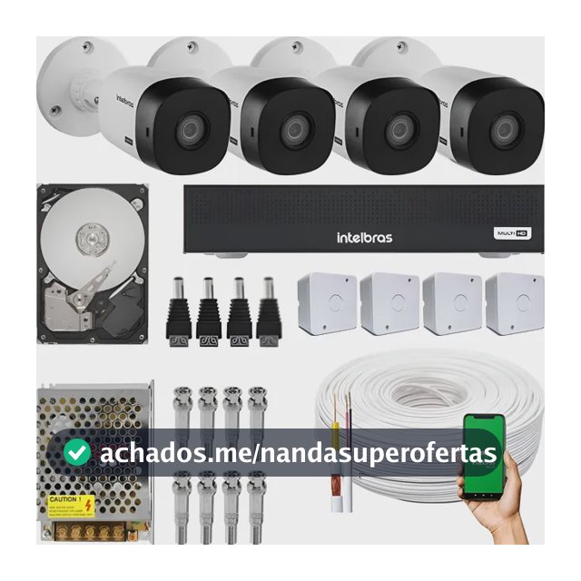 Kit Vigilância Intelbras 4 Câmeras Infra Multi Hd Dvr 4 Ch