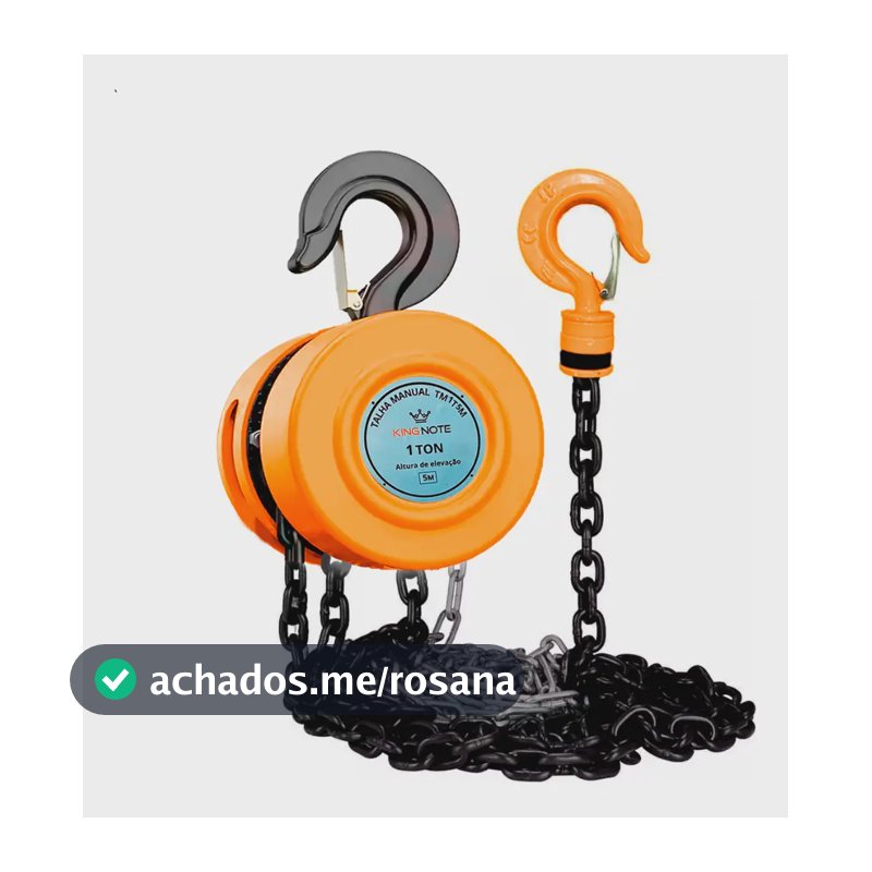 Talha Manual 1 Tonelada 1000 Kg Corrente 5 Metros King Note