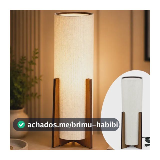 Luminária Abajur Atlas Chão Quarto  De Madeira Mdf Imbuia Cru Imbúia