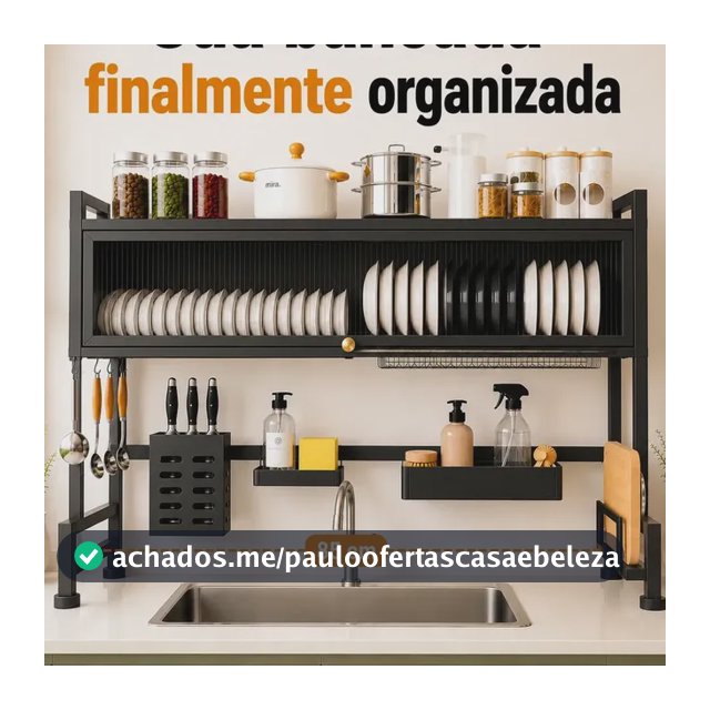 Escorredor De Louças Suspenso Ordenah 85cm Anti Corrosão Preto