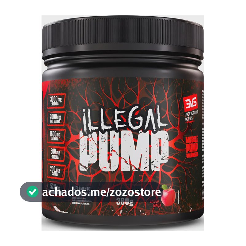 ILLEGAL PUMP Sabor Maçã - Pré Treino Extra Forte Formula Para A Performance Através Da Vasodilatação Avançada