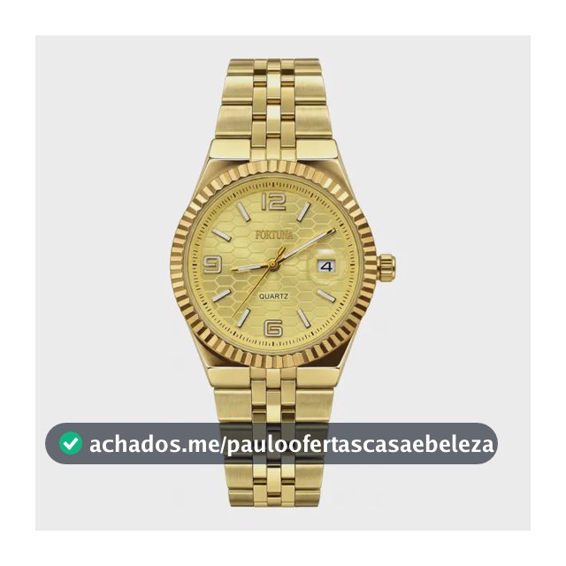 Relógio De Pulso Masculino Fortuna Old Money Minimalista Dourado Cx Dourada