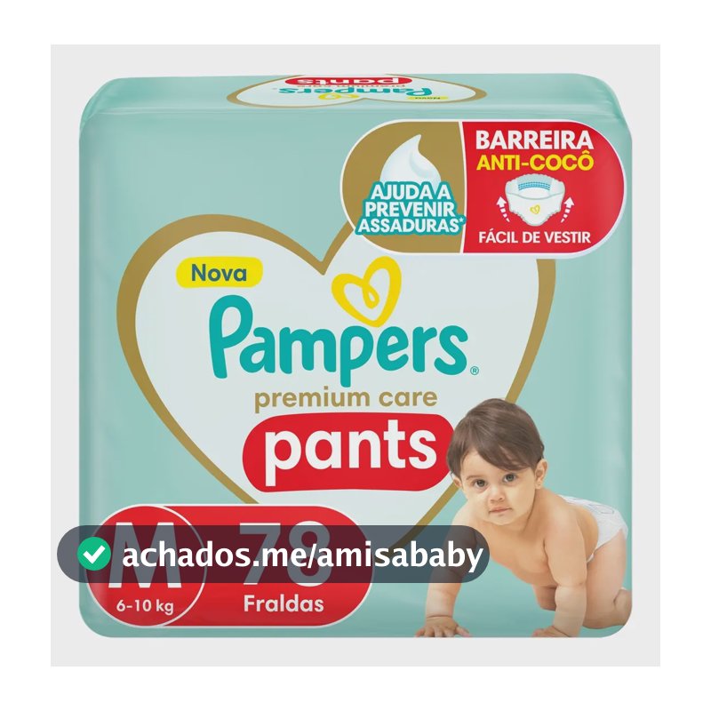 Fralda Pampers Premium Care Pants Tamanho M 78 unidades