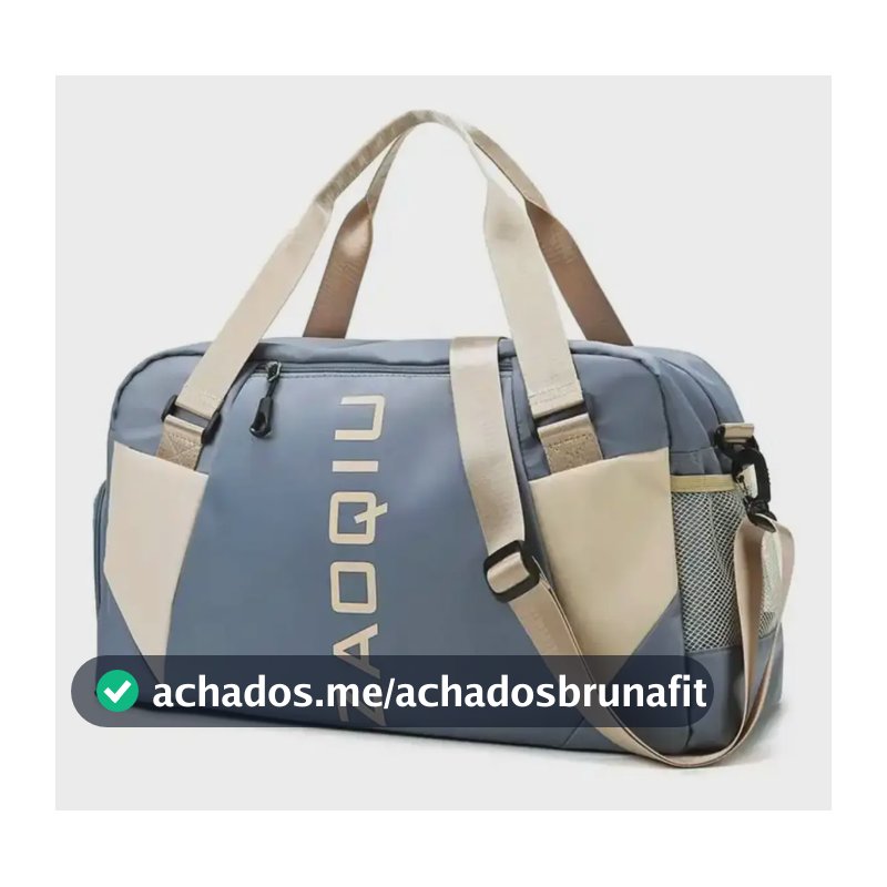 Mala Bolsa Feminina Esportiva Transversal Fitness Academia Cor Cinza Cor da correia de ombro Bege Desenho do tecido Liso
