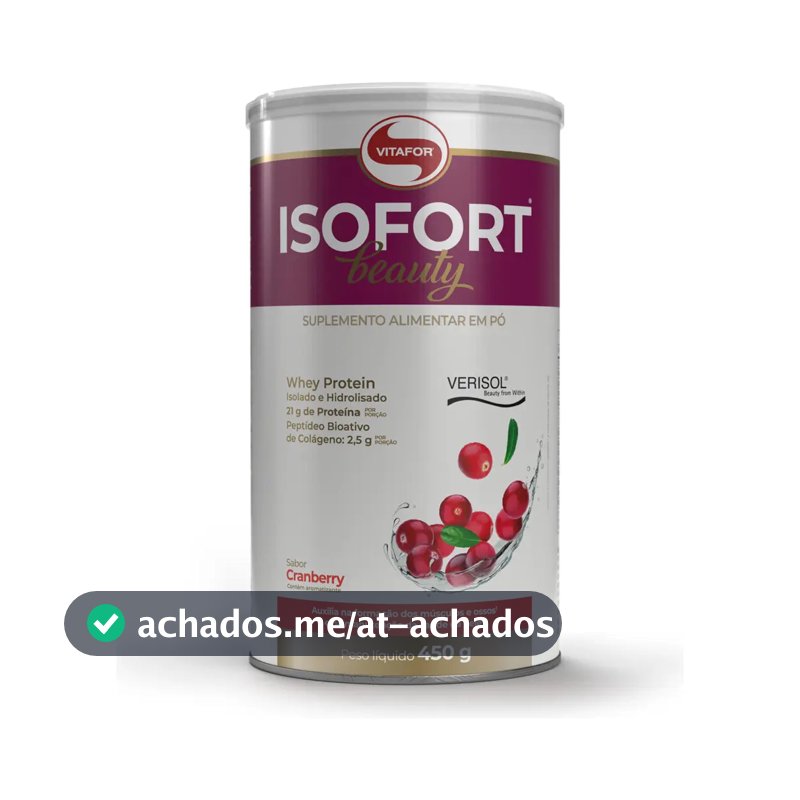 Whey Protein Vitafor Isofort Beauty Isolado e Hidrolisado Cranberry 450 g