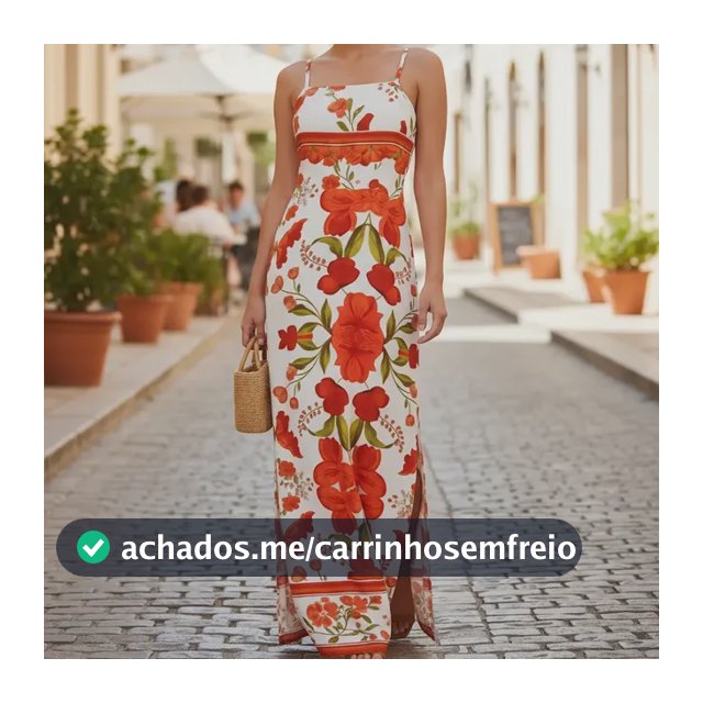 Vestido Feminino Longo Fenda Lateral Estampado Moda Casual
