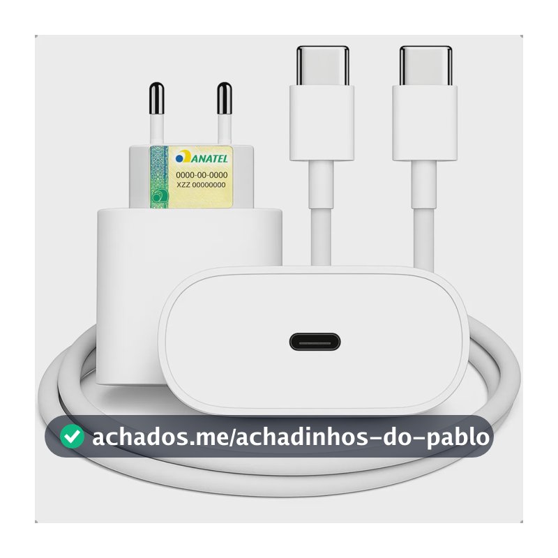 Carregador Turbo Tipo C 30w Para iPhone 15 16 17 Pro Max Branco