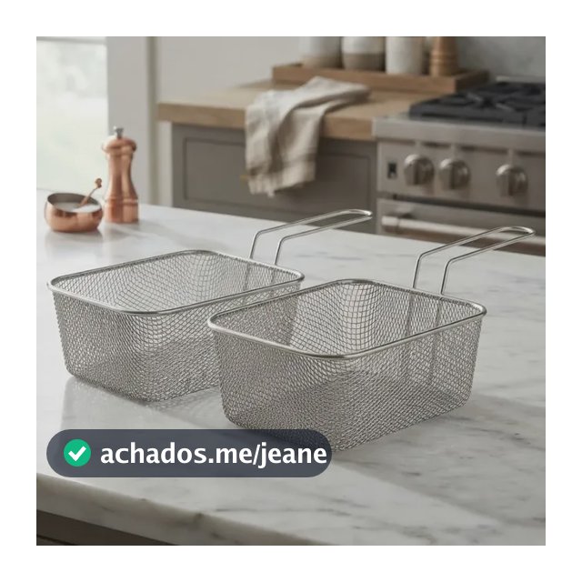 Kit 2 Cestos Fritadeira Retangular 5 Litros Grande 24x18x8cm