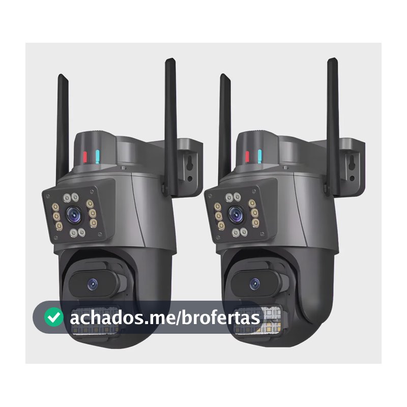 Kit 2 Câmera Segurança Ip App Icsee Lente Dupla Cor Preto