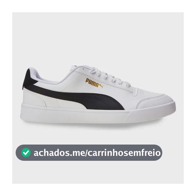 Tênis Casual Masculino E Feminino Shuffle Puma Puma White-puma Black-puma Team Gold Geométrico 41 Br