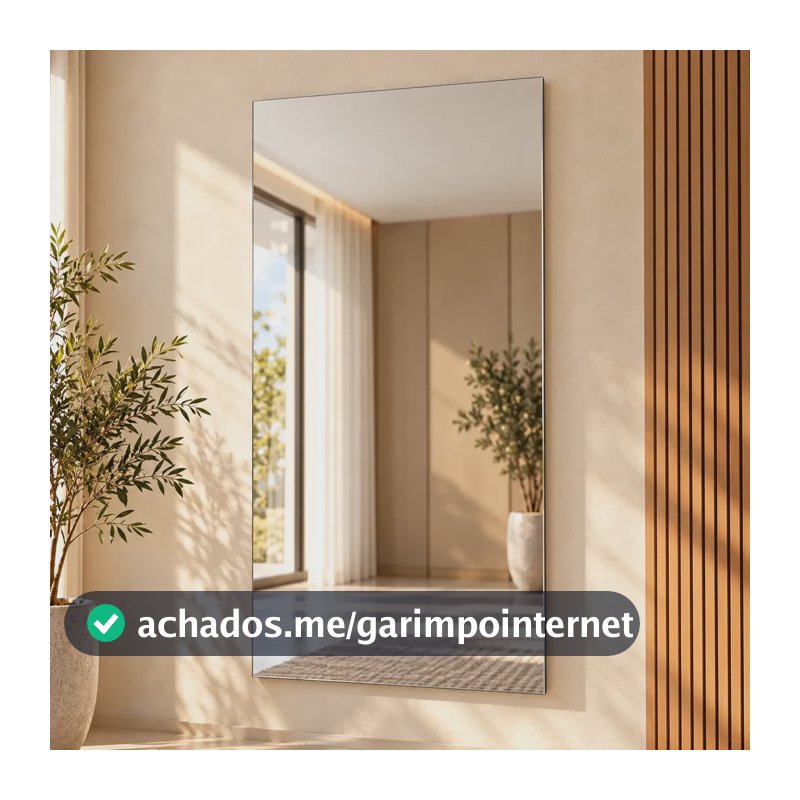 Espelho Nobre Retangular 90x40cm Lapidado Design Moderno Urban 90x40cm Suporte