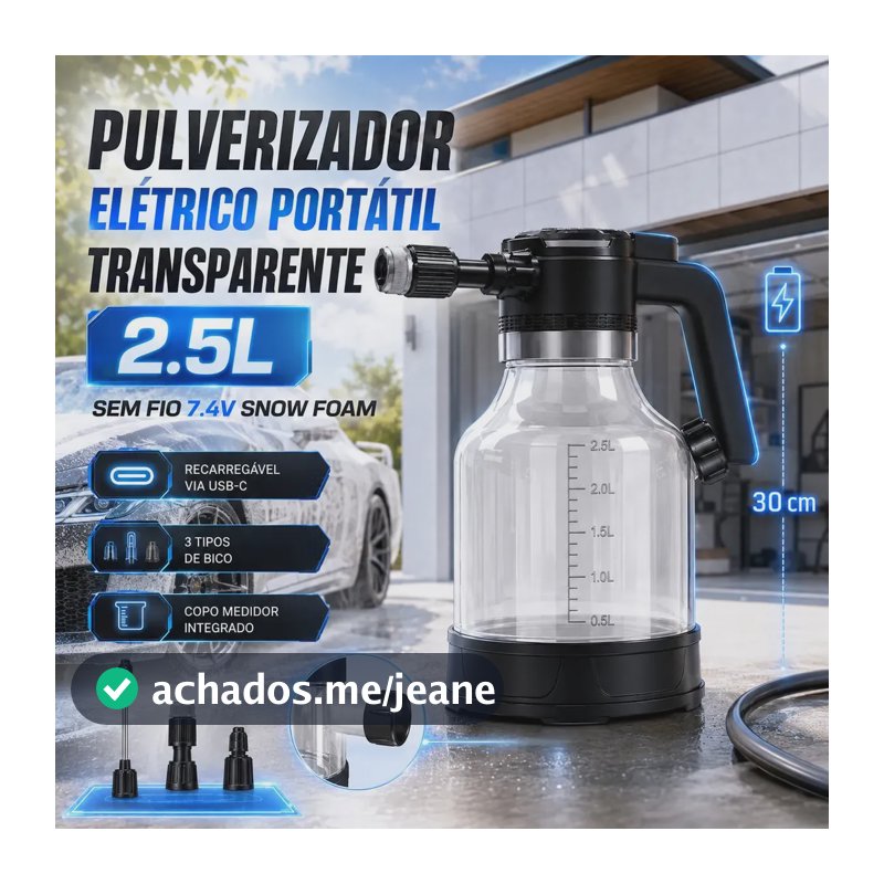 Pulverizador Elétrico Recarregável Alta Pressão Ideal Para Lavagem Automotiva Limpeza Jardim Híbrido