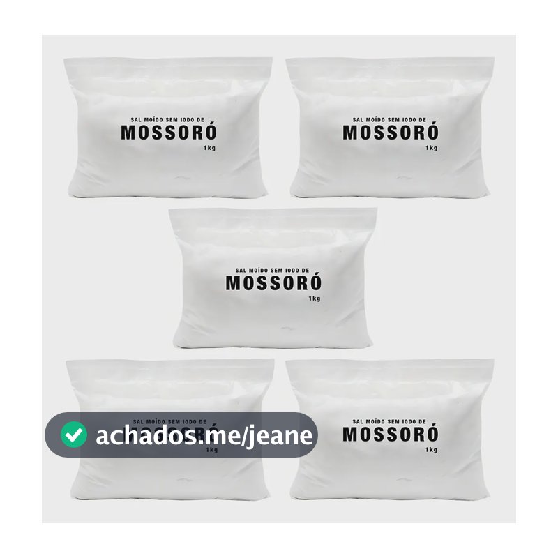 Sal Sem Iodo 5kg Mossoró Moido Natural Iodoterapia