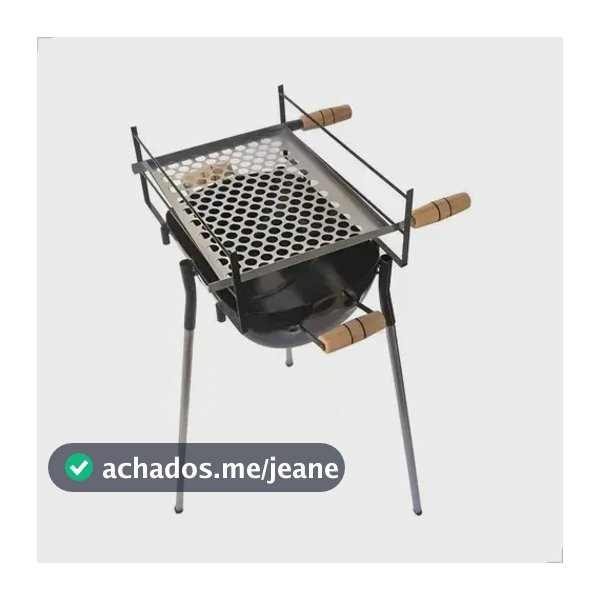 Churrasqueira Móvel Mini Compacta Tripé 3 Níveis + Grelha Preto