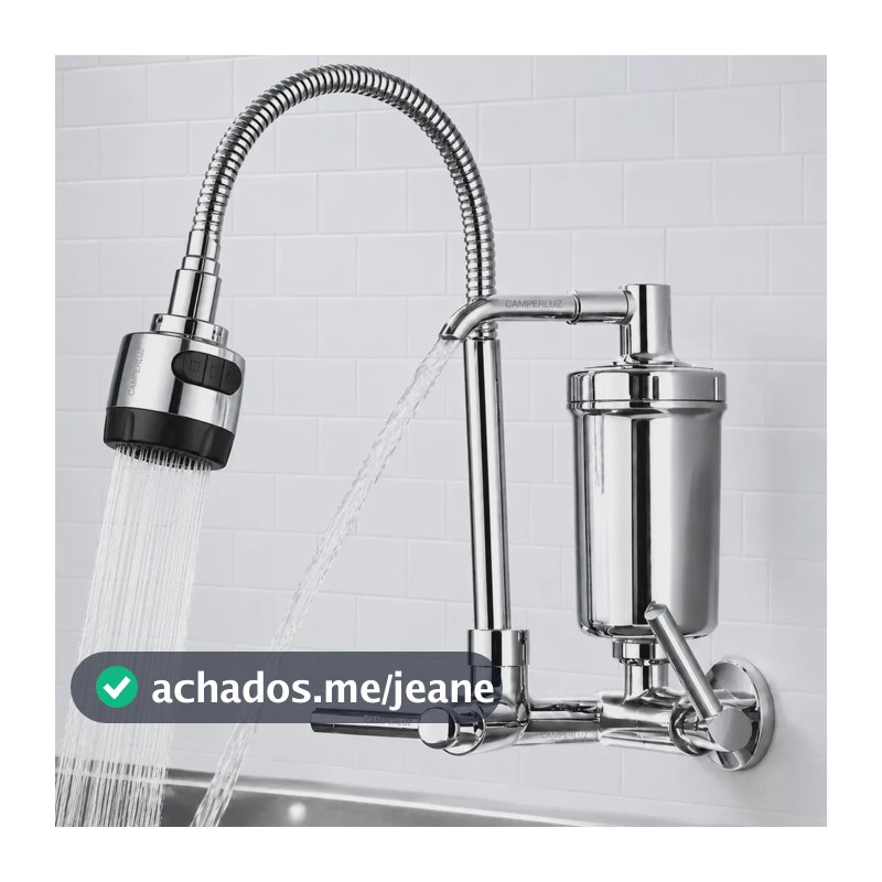 Torneira Gourmet Luxo Com Filtro Puficador Flexível Cozinha Parede 2 Jatos Cor Cromada - Marca Camperluz
