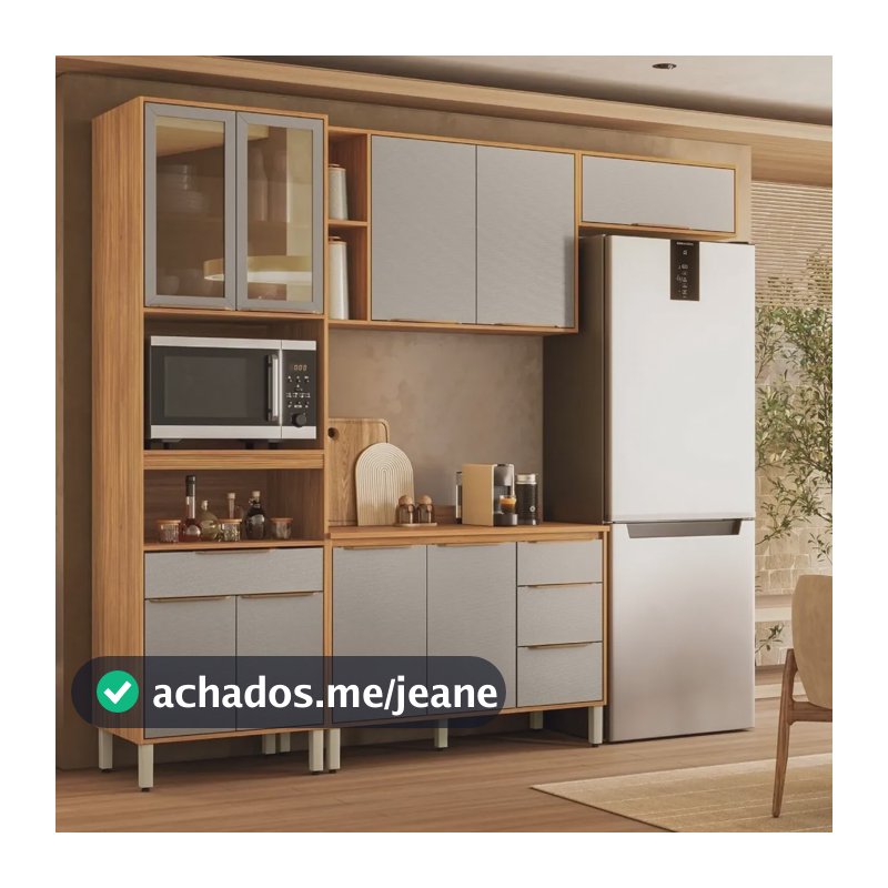 Cozinha Completa Modulada 4 Peças 9 Portas Plena Cinamon/nude Prime