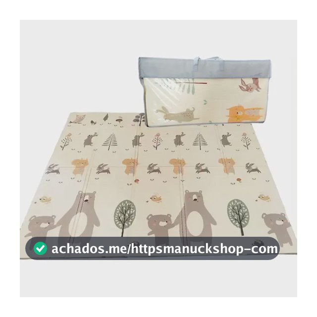 Tapete Tatame Infantil Emborrachado Dobrável Dupla Face 6mm Bege Urso