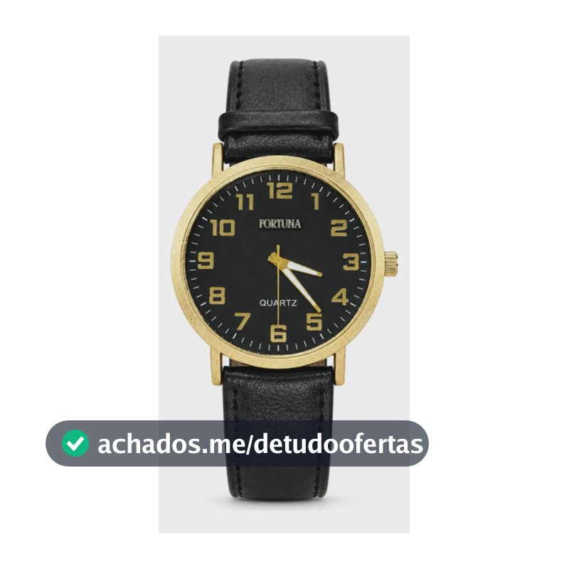 Relógio De Pulso Masculino Minimalista Old Money Fortuna Preto Cx Dourada E Preto