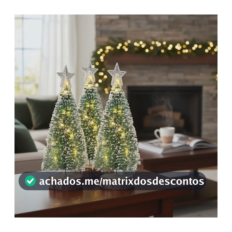 3 Mini Arvore De Natal Com Led Decoracao Natalina Luxo