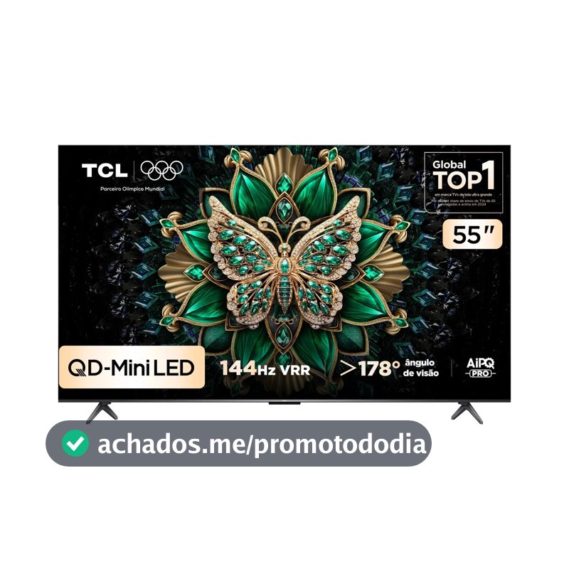 Smart Tv Tcl 55 Polegadas Qd-Mini Led 4k C6k Wifi Bluetooth Google Tv 4 Hdmi 144hz Hdr10+ 55c6k