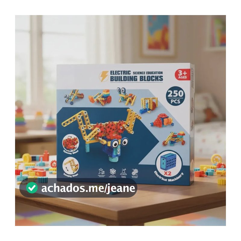 Kit Robótica Brinquedo Educacional 250 Peças com 2 Motores Elétricos Blocos de Montar Engrenagens Robô Infantil Crianças +3 Anos Educativo Projetos Criativos Desenvolvimento Cognitivo