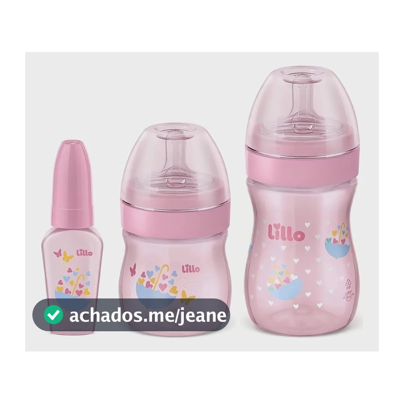 Kit de Mamadeira Primeiros Passos 50 150 e 240ml Rosa Lillo 628831