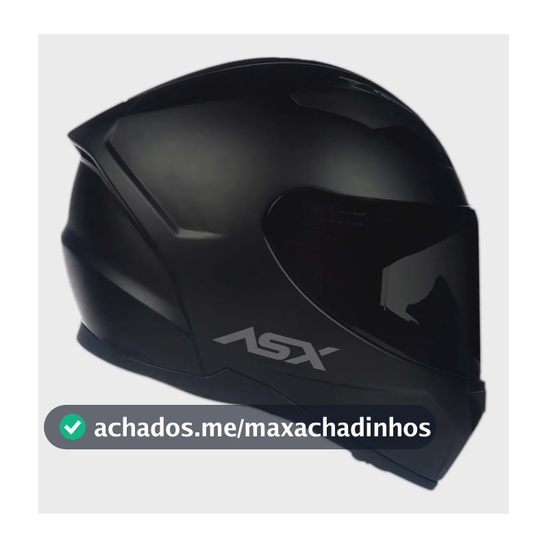 Capacete Fechado Asx City Solid Preto Fosco + Viseira Fumê Desenho Sólido Tamanho do capacete 58/M