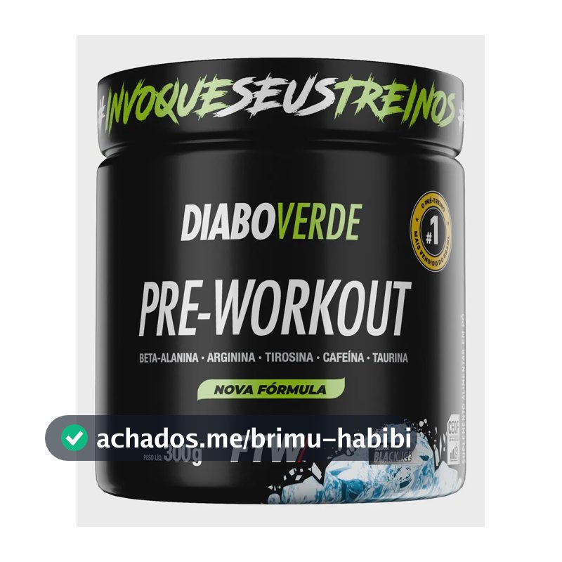 Pré Treino Pre Workout DIABO VERDE Pote 300g Sabor Black Ice FTW
