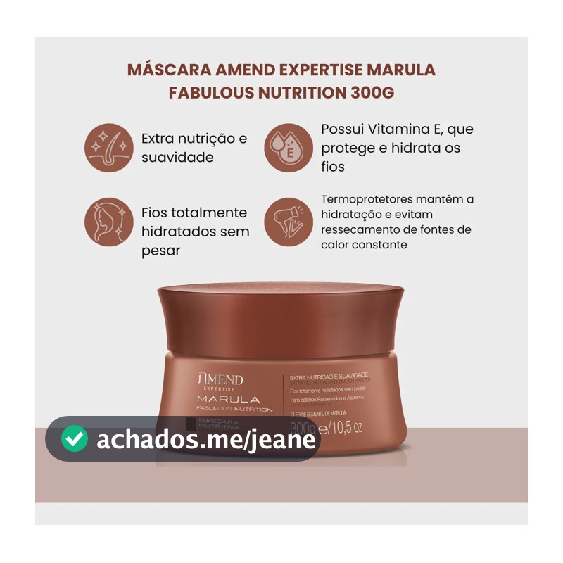 Máscara Nutritiva Amend Marula Fabulous Nutrition 300g