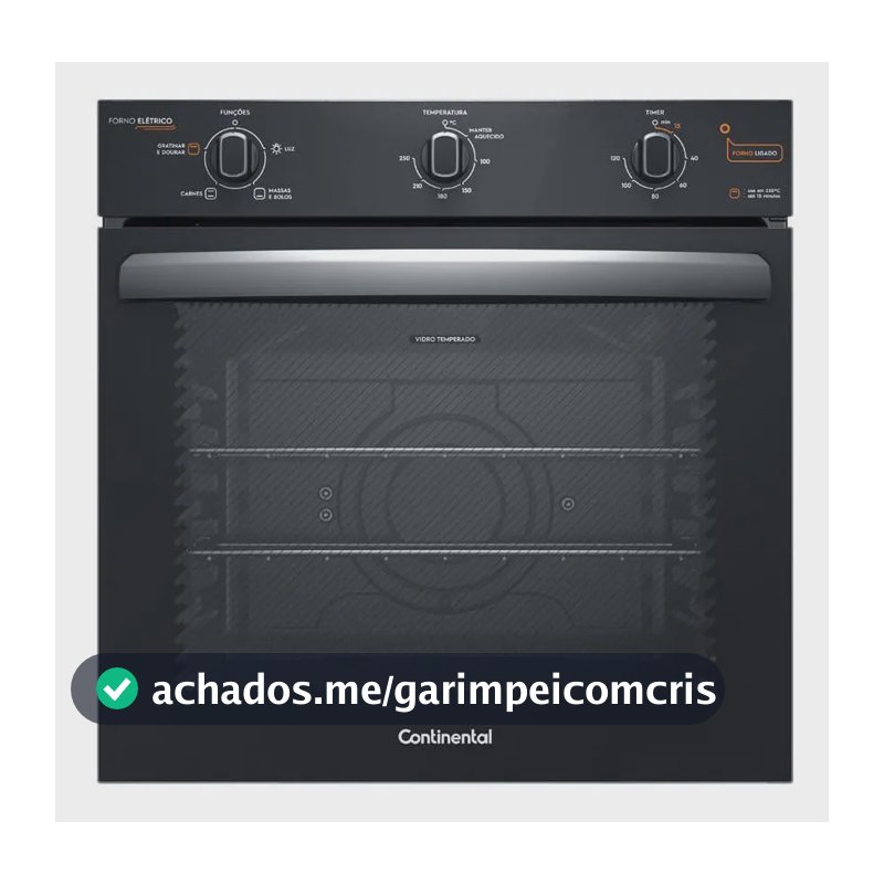 Forno de Embutir Elétrico Continental OC8EM 80L com TOPLimpaFácil Cor Preto