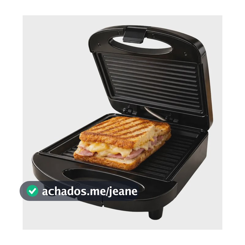 Sanduicheira Elétrica Grill Prensa Antiaderente 110v Ou 220v Preto 127v
