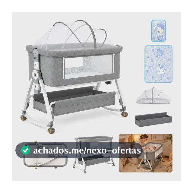 Berço Bebê Moises Ajustável Mosqueteiro Portátil Infantil