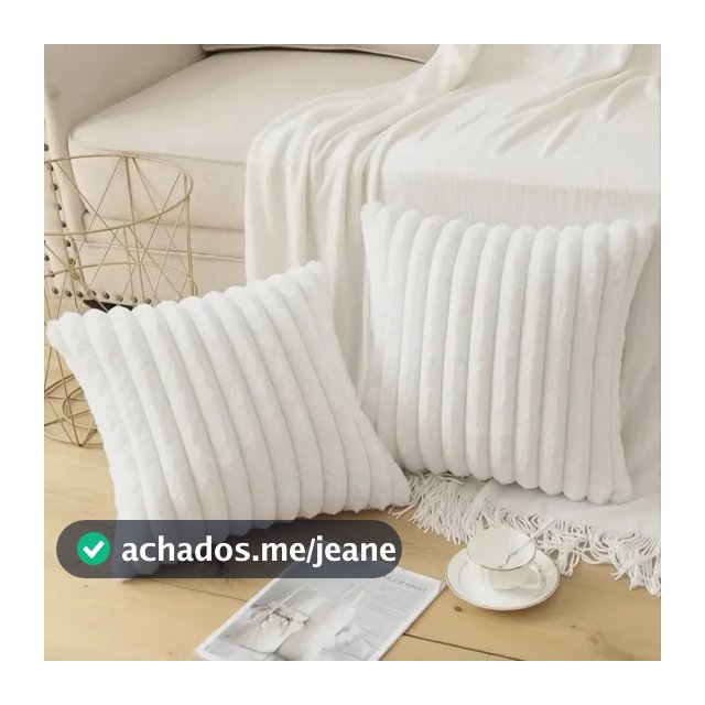 Kit 2 Capas De Almofadas Canelada Fleece Macia Pelúcia 45x45 Branco Liso