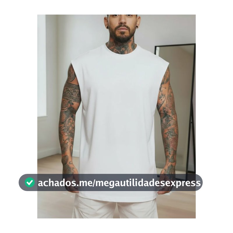 Regata Oversized Masculino Tamanho Grande Básica Lisa Branco P