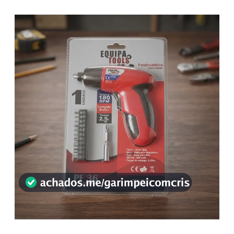 Parafusadeira Recarregável 3,6 V C/ 11 Bits Equipa tools Cor Vermelho/preto
