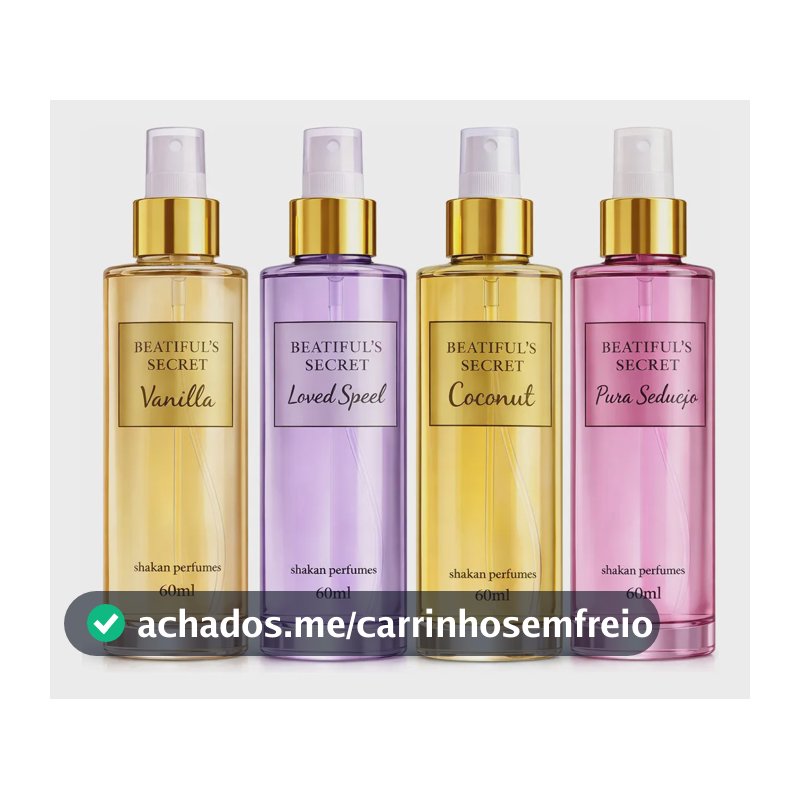 Kit 4 Body Splash Leve Fresco Feminino Shakan Perfumes - Colônia Fixação Aroma Marcante 60 Ml