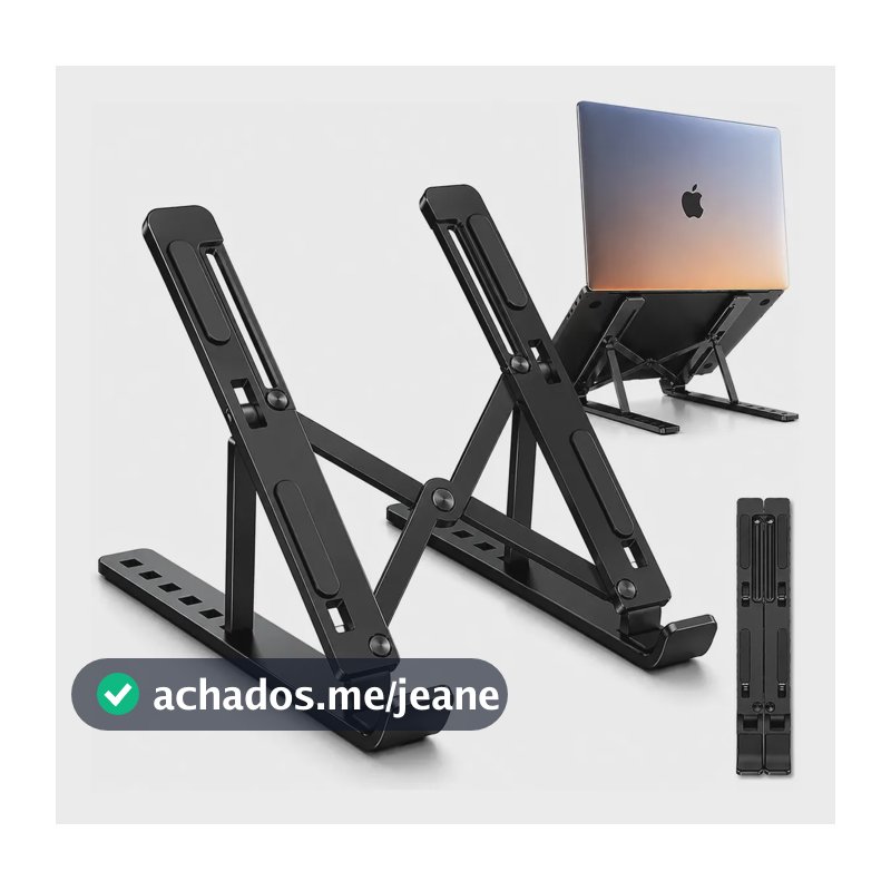 Suporte Notebook Ergonômico Ajustável Macbook iPad Tablet Preto