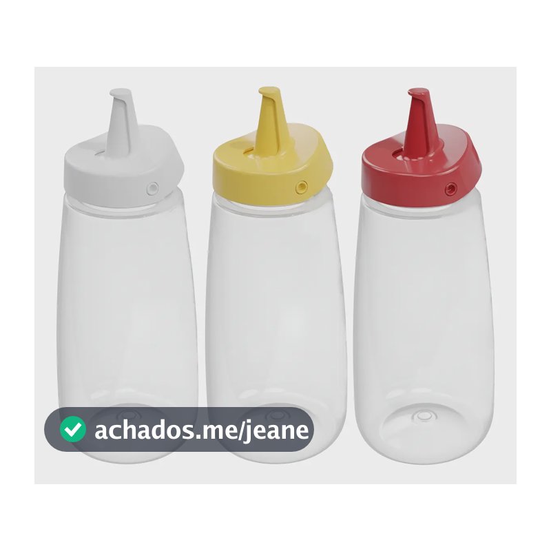 Kit 3 Bisnaga De Bar Grande Plástico 520ml Restaurante Flip Cor Mix